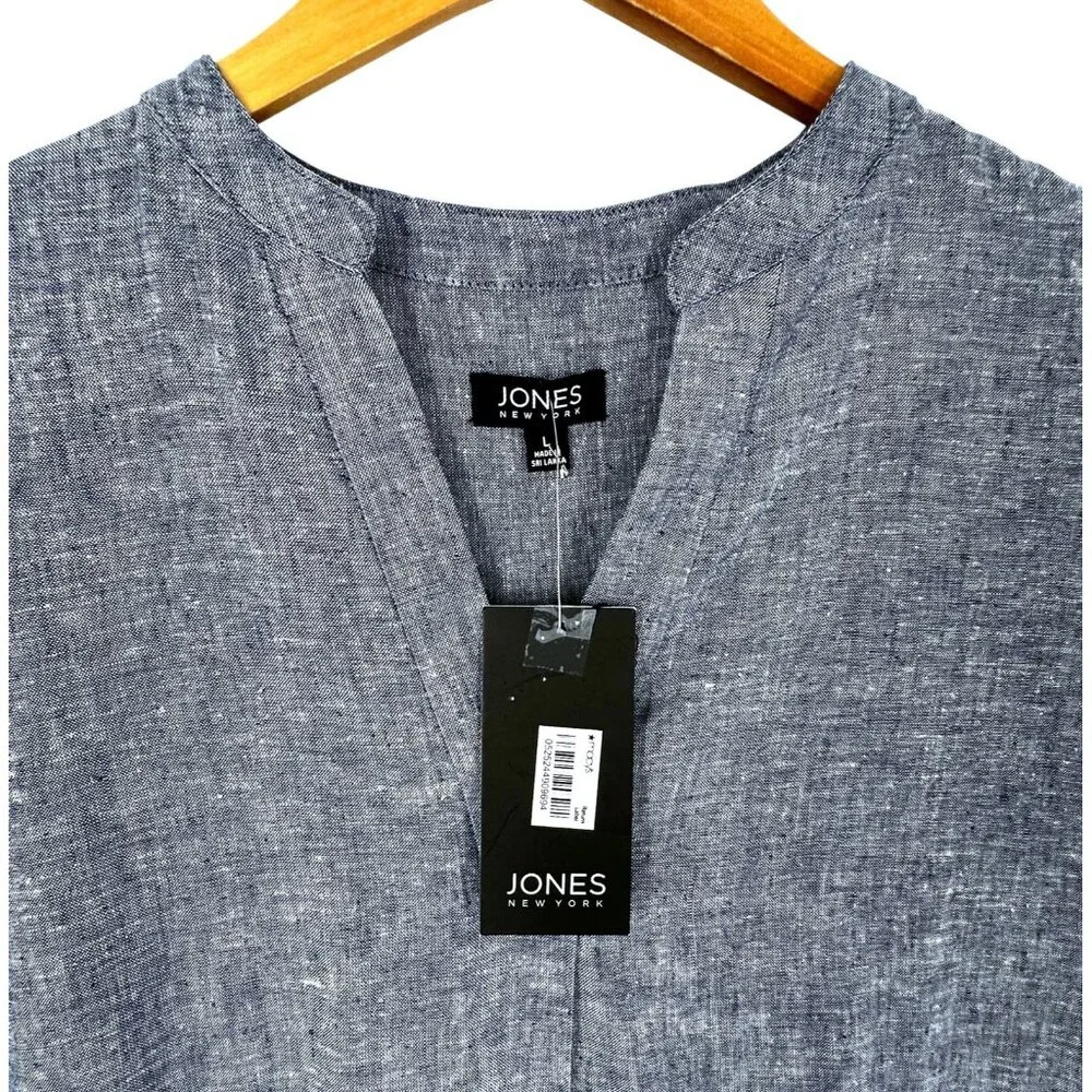 NEW/NWT Jones New York Navy Blue Linen Maxi Dress Pockets Size Large - Picture 5 of 7